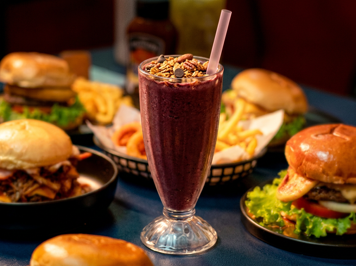 Vitamina de Açaí com Granola